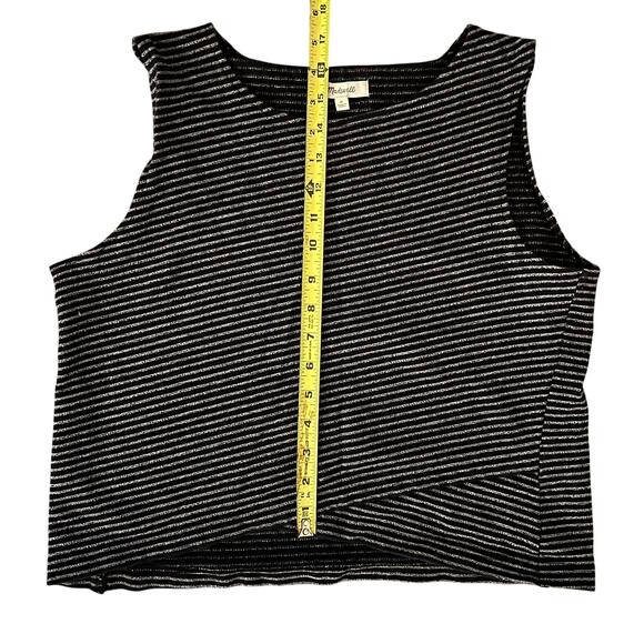 Madewell Black Striped Crossover Tank 100% Cotton Medium Minimalist Casual EUC - Picture 6 of 10